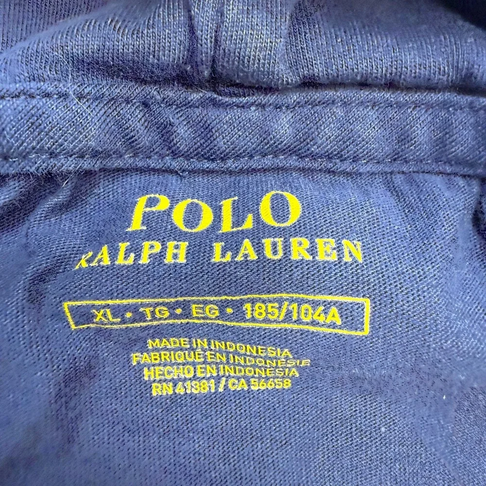 Polo Ralph Lauren Hoodie T-Shirt Mens XL Navy Blue Lightweight Cotton Pony - Picture 5 of 12